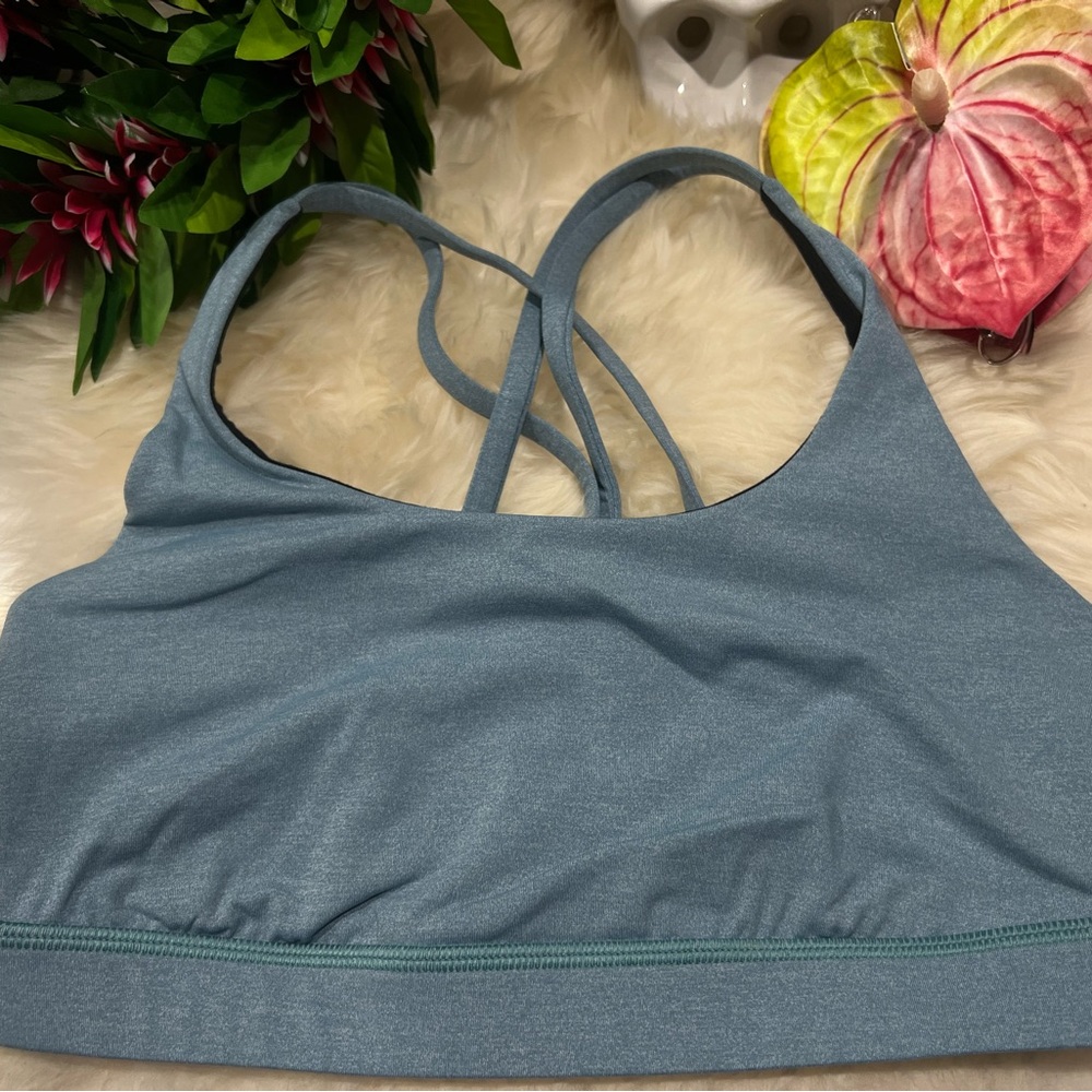 Lululemon Blue Sports Bra with Crossed Straps